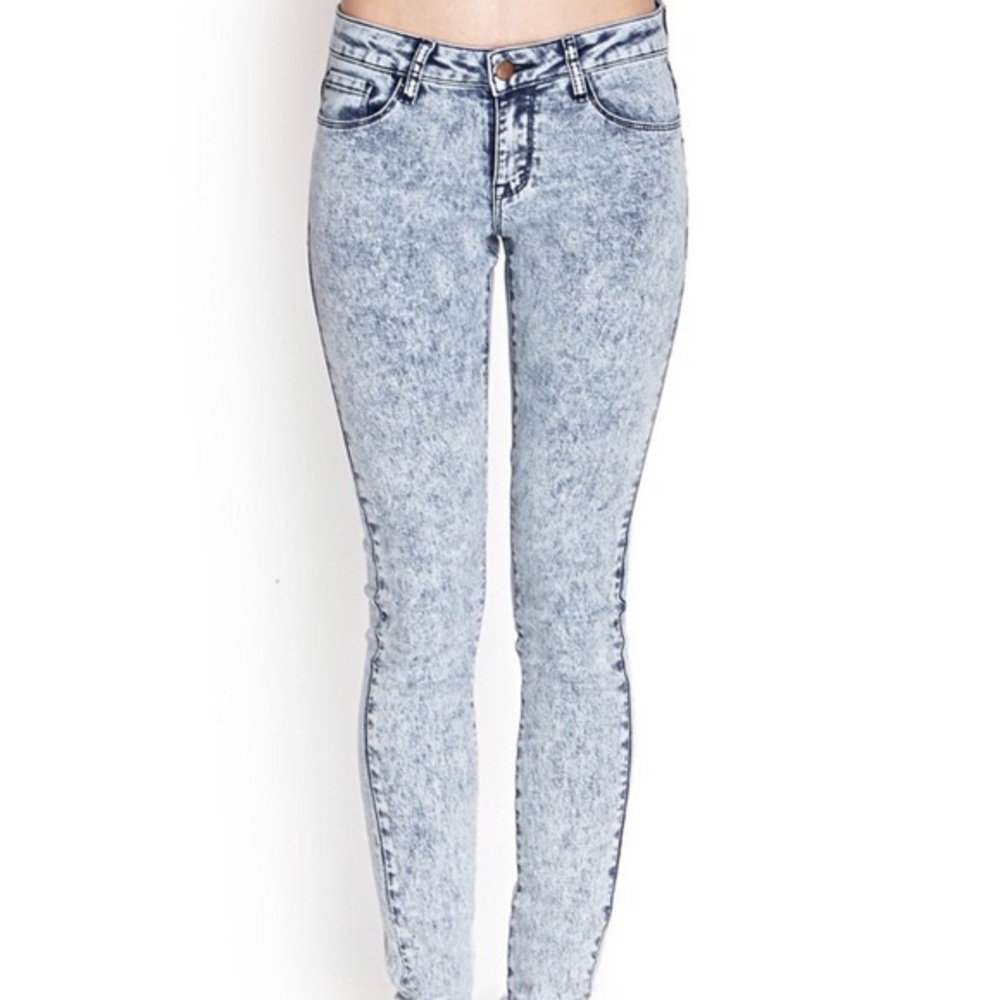 Forever 21 acid washed high waisted jeans